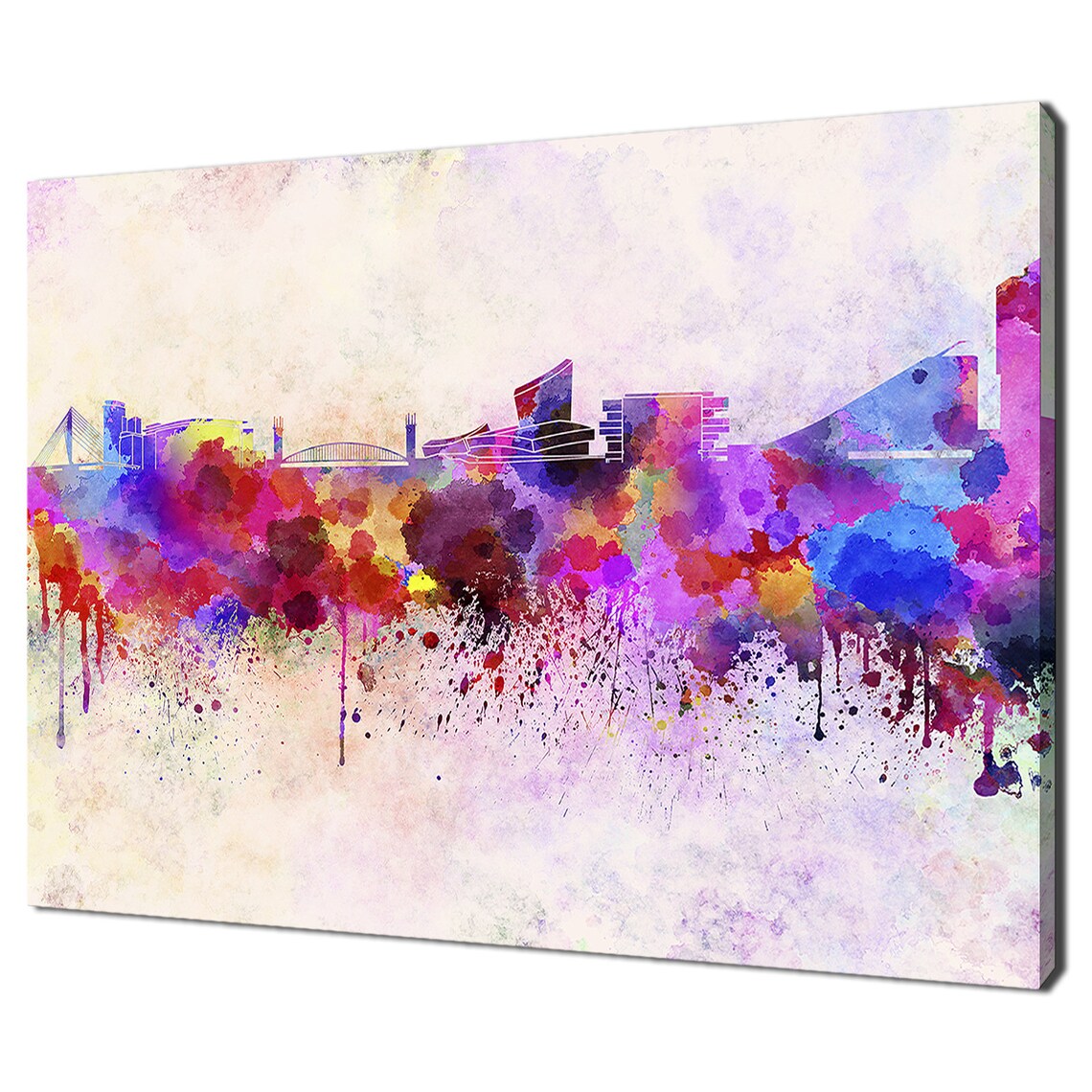 Manchester England Colourful Watercolour Skyline Cityscape Art Poster