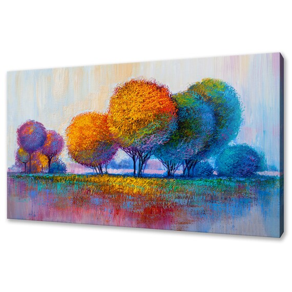 Colourful Trees Landscape Oil Painting Style Modern Design Home Decor Print Wall Art Picture