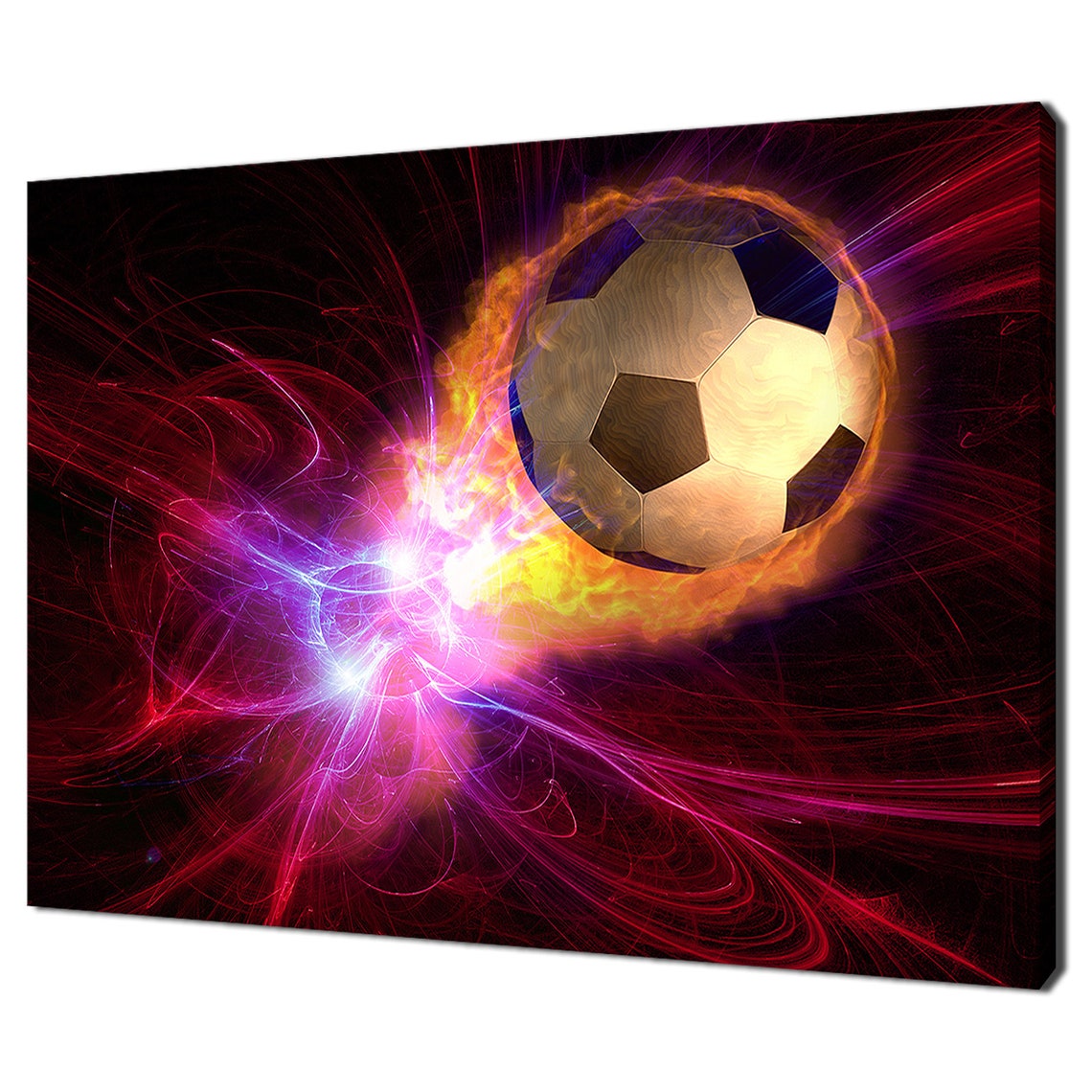 Burning Soccer Ball On Fire Flames Dynamic High Energy Sports Wall Art