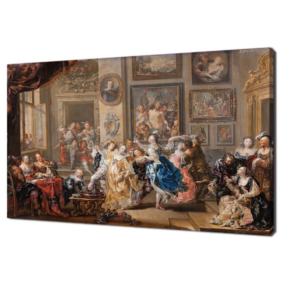 Dancing Scene In The Palace 1730 Johann Georg Platzer Reproduction Print Wall Art Vintage Victorian Painting Print Antique Fine Art