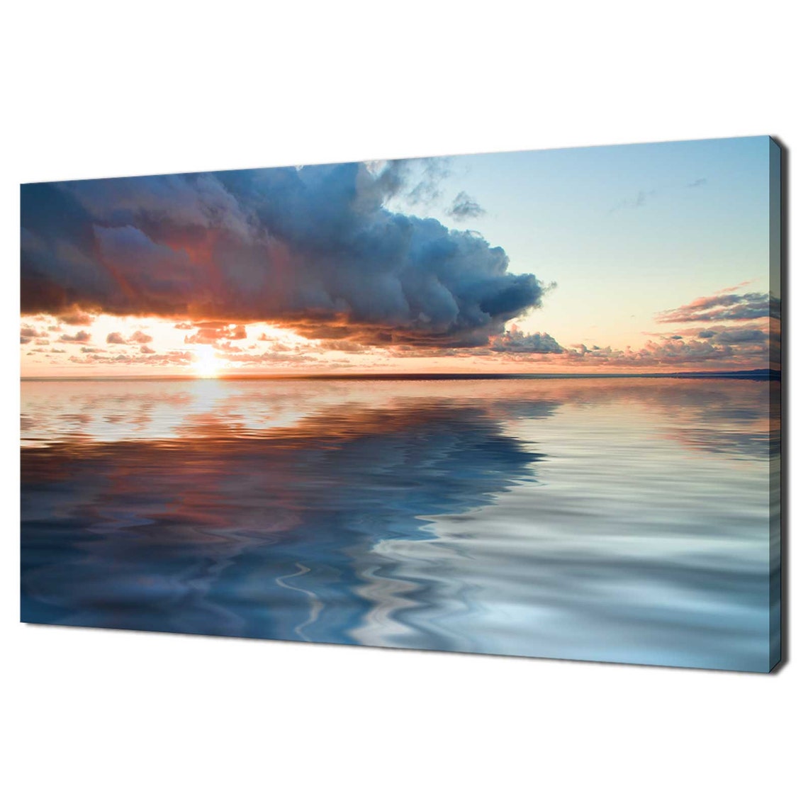 Dramatic Storm Clouds Sunset Reflection Over Calm Ocean Waters Poster