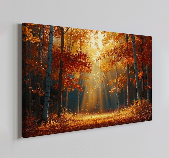 Magical Autumn Forest, Vintage Countryside Farmhouse Art Print