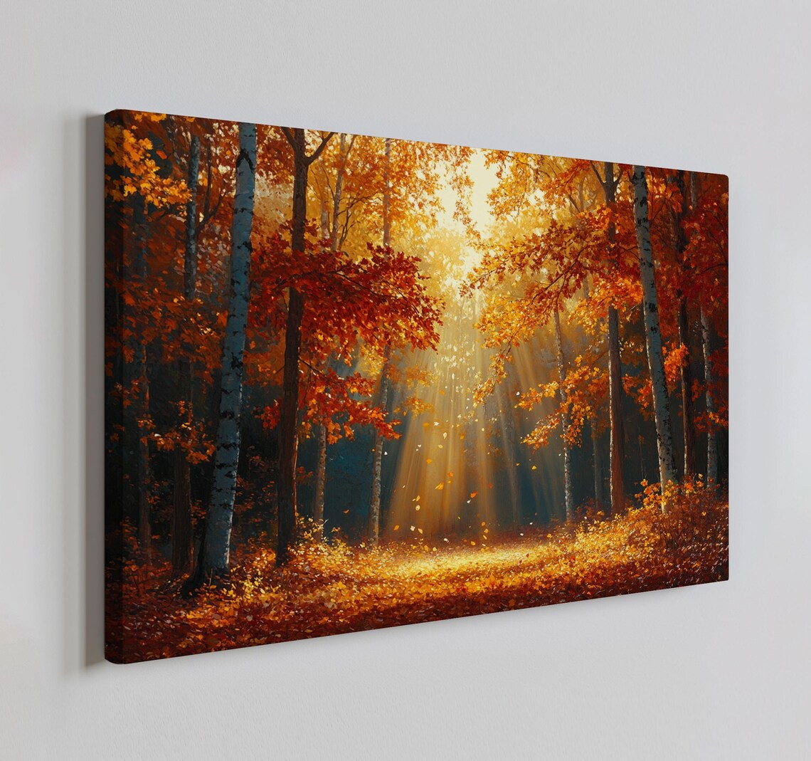 Magical Autumn Forest, Vintage Countryside Farmhouse Art Print