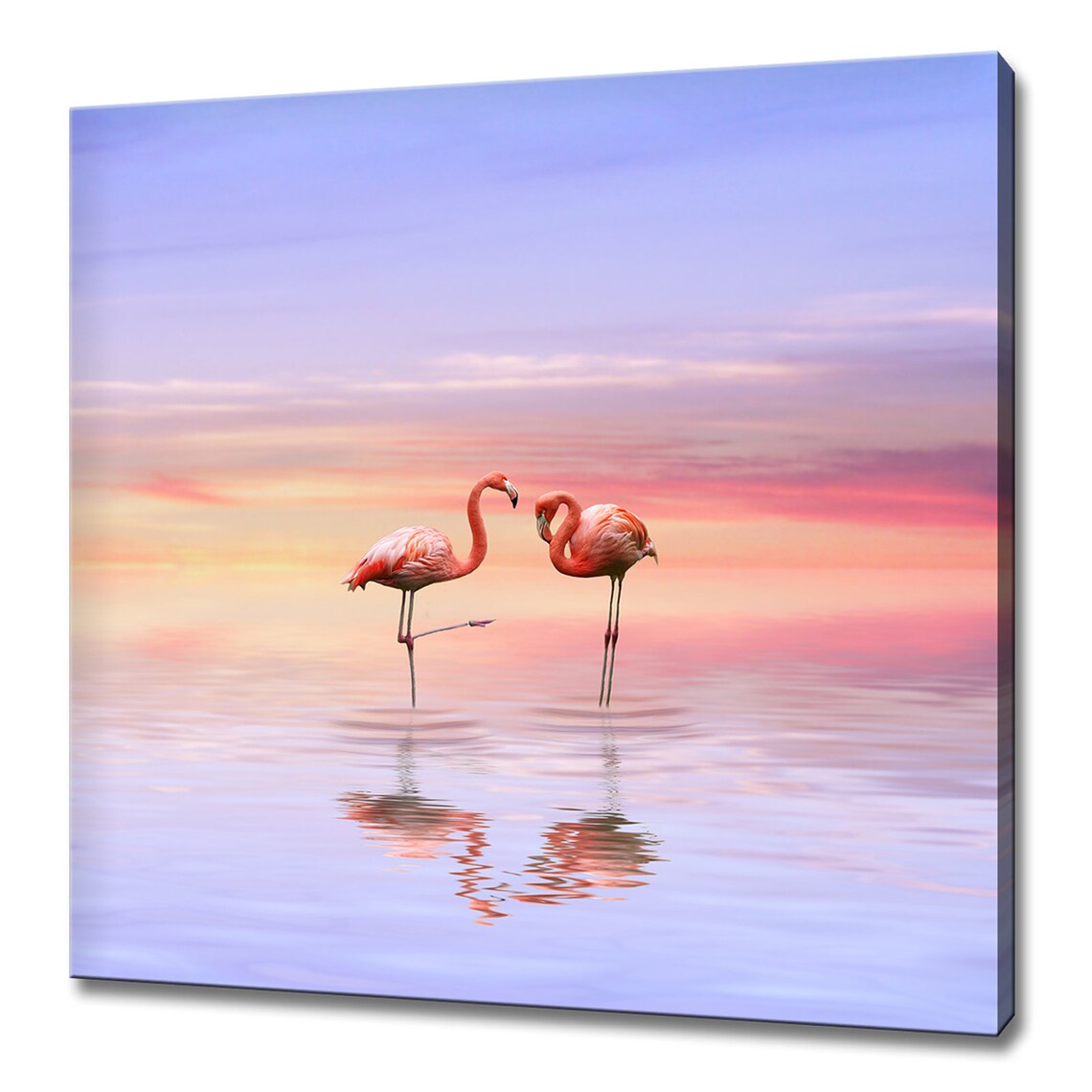 Flamingos at Sunset, Modern Bird Wall Art Print