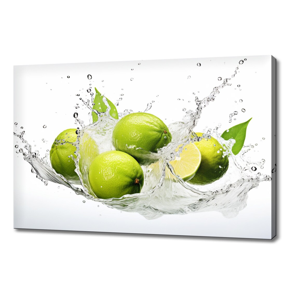 Green Limes Water Splash Poster, Modern Kitchen Decor