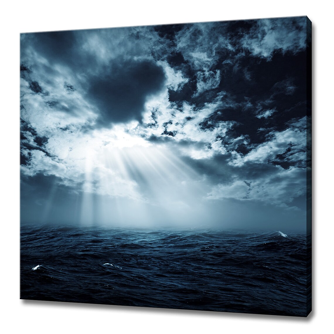 Sunrays Through Cloudy Sky, Modern Sea Art Print