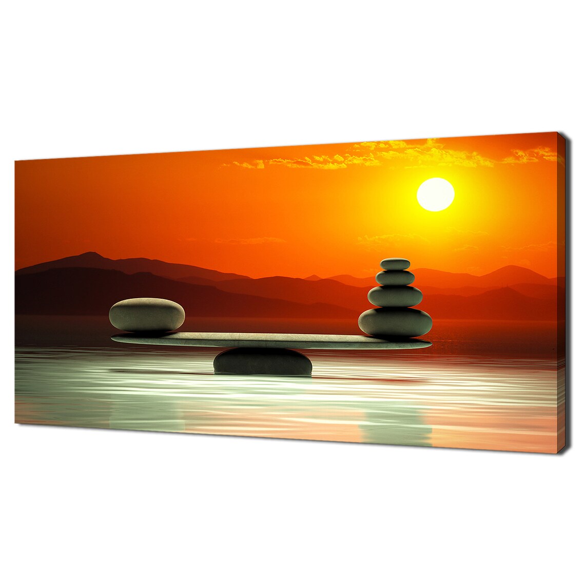 Zen Stones Balance Scales Sunset Spa Bathroom Print