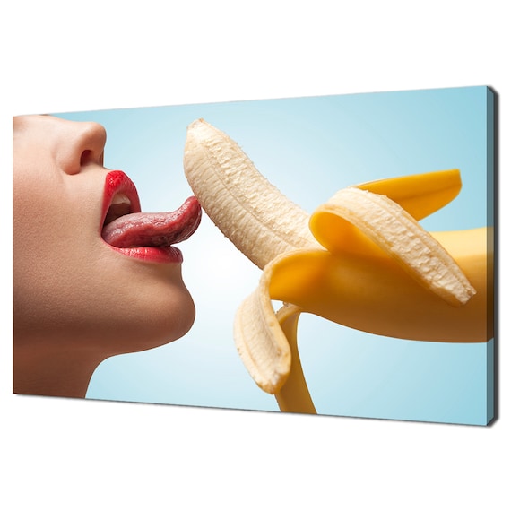 Hot Girl Licking Yellow Banana Sexy Erotic Modern Design Home Decor Print Wall Art Wall Hanging