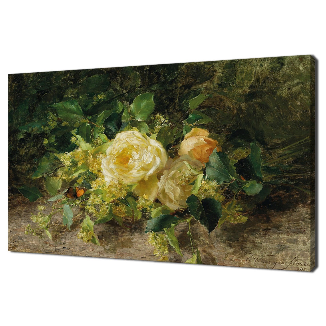 Bouquet Of Yellow Roses Flowers 1895 Vintage Oil Painting Floral Print Antique Fine Art Print Vintage Still Life With Flowers