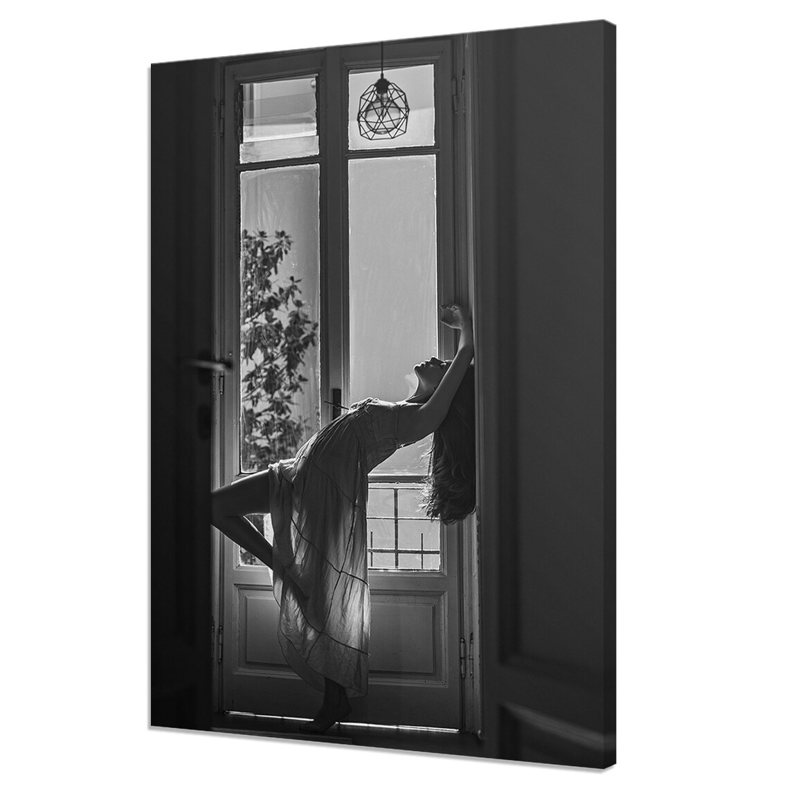 Dancing Woman In Flowing Dress Black And White Art Photo Print