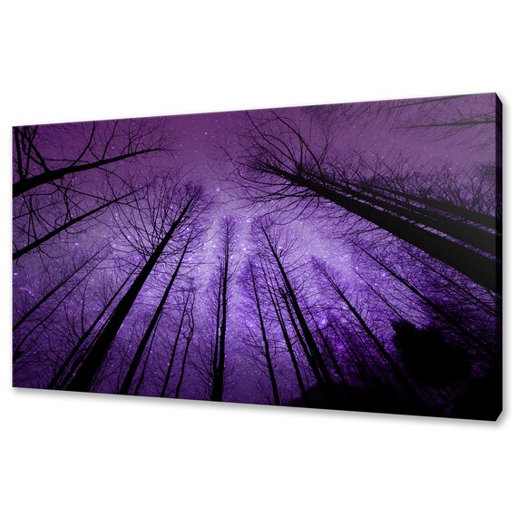Looking Up Through Dry Forest Trees Purple Sky Modern Design Home Decor Print Wall Art Picture