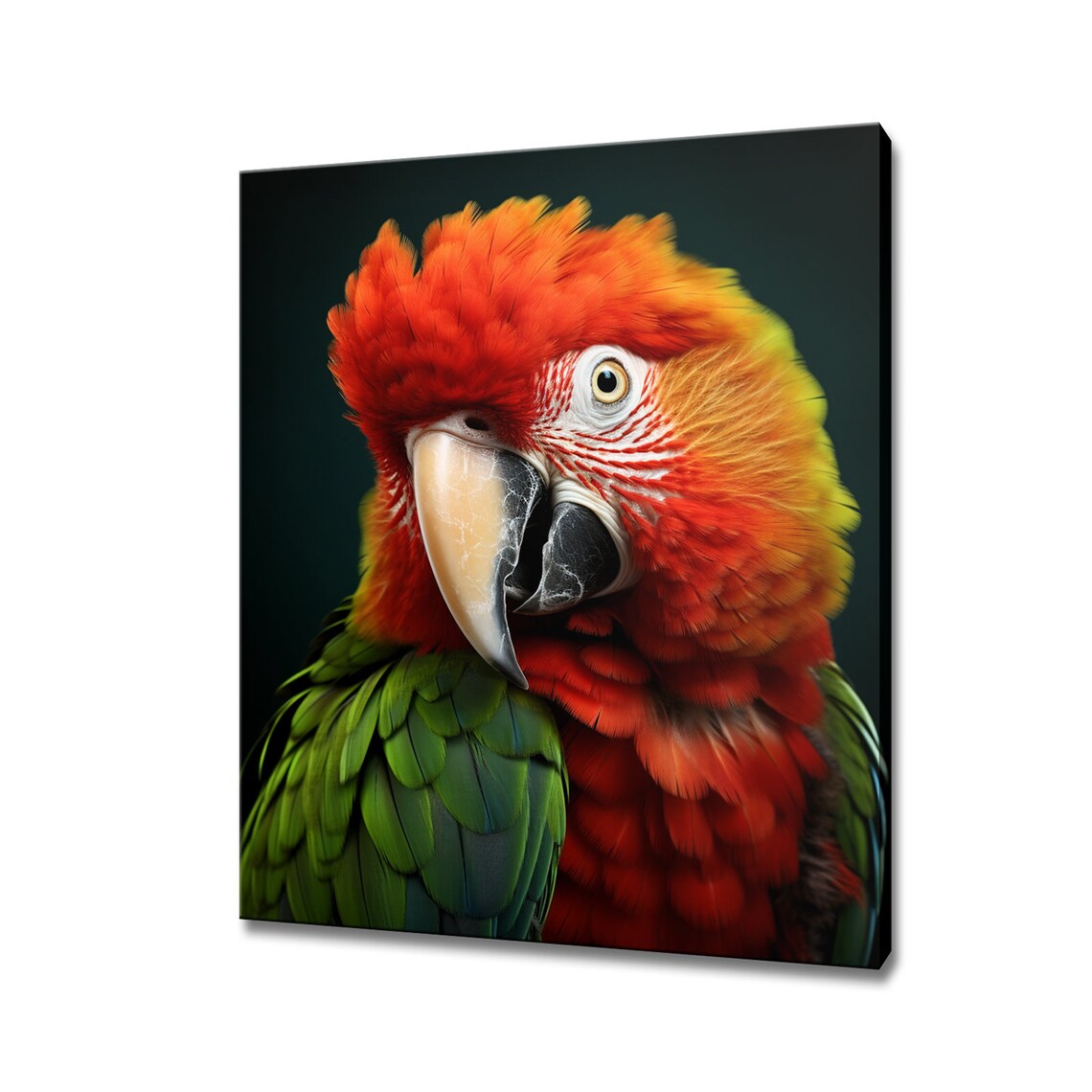Colorful Scarlet Macaw Parrot Close-Up Portrait Bird Wall Art Poster