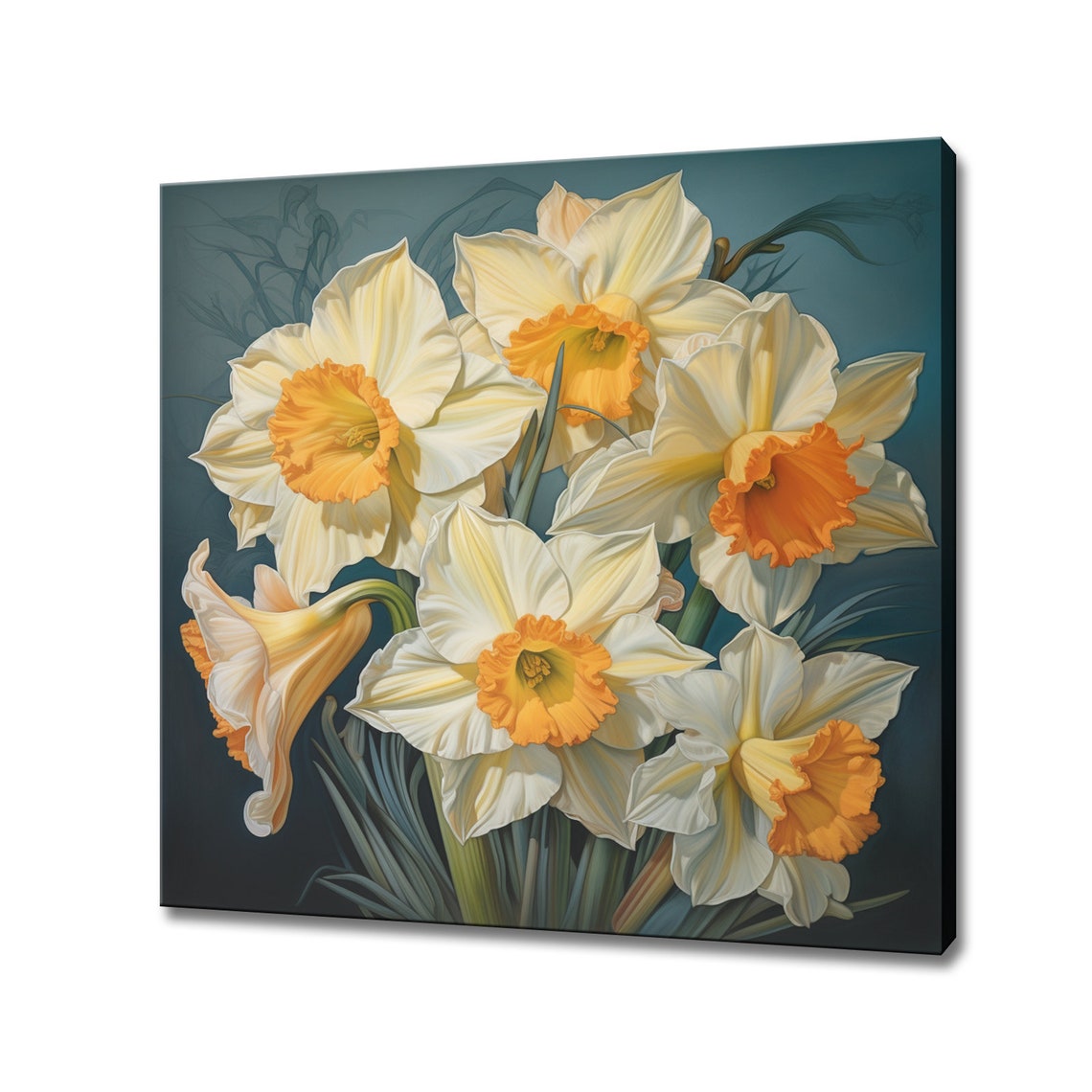 White Daffodils With Orange Centers Vintage Botanical Wall Art Poster