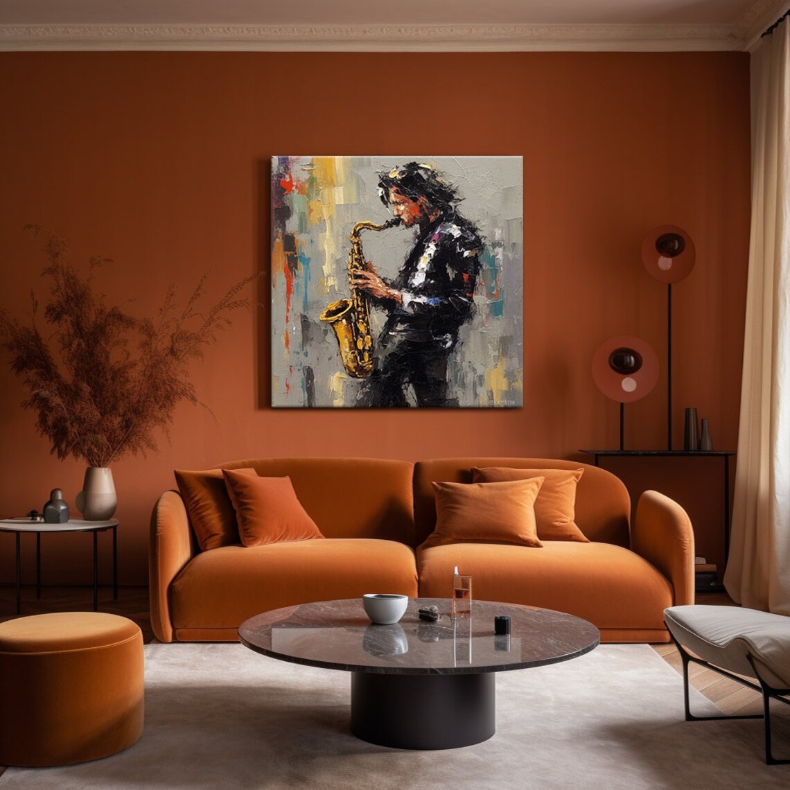 Jazz Saxophone Player Colorful Abstract Painting Musician Wall Art Print - Image 4