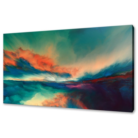 Colourful Sunset Painting Style Modern Design Home Decor Print Wall Art Picture