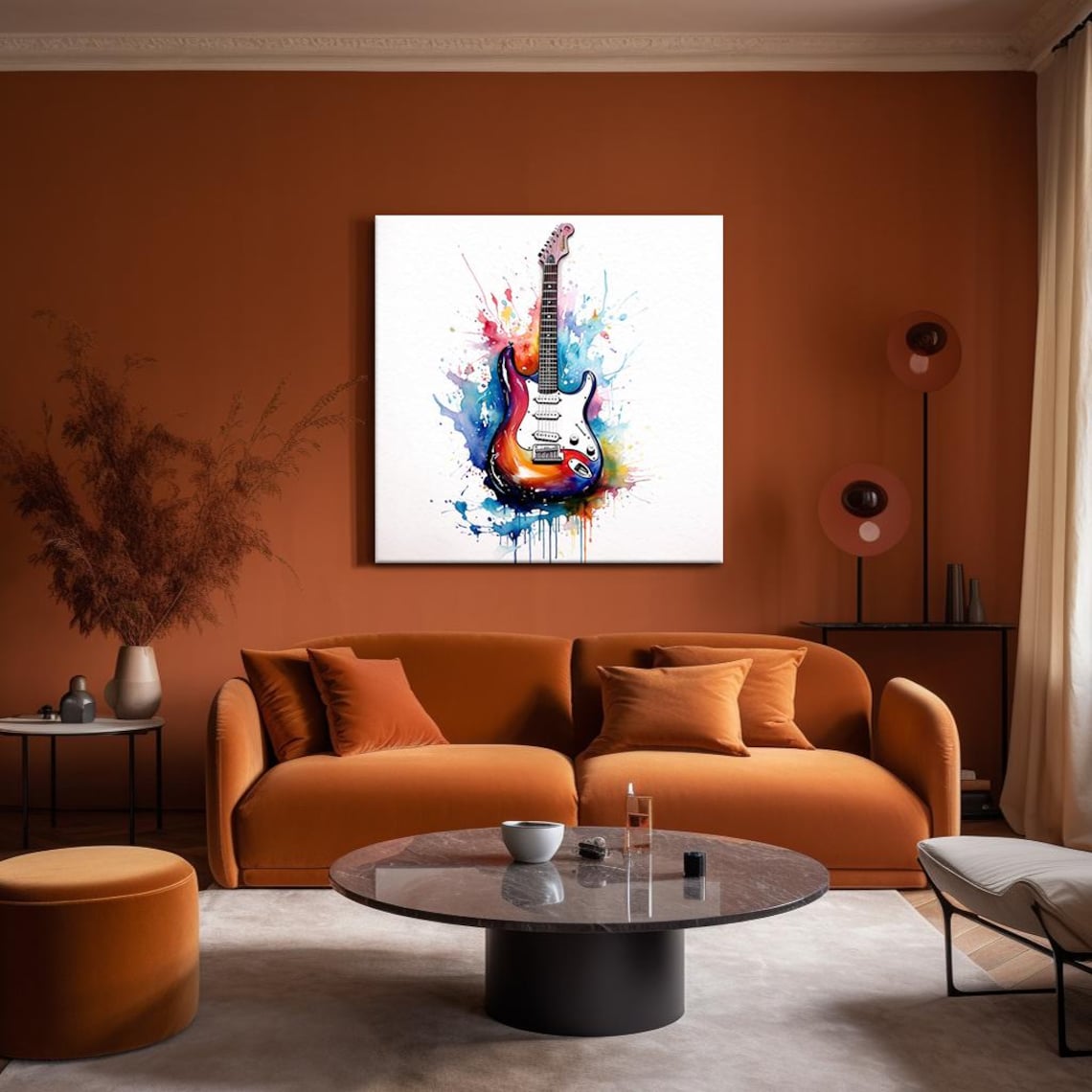 Rainbow Electric Guitar Watercolor Splash Colorful Music Instrument Poster - Image 4