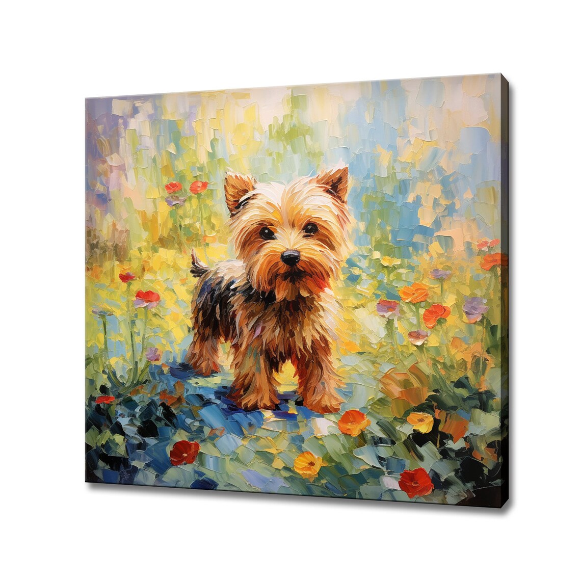 Yorkshire Terrier Puppy In A Wildflower Meadow Oil Painting Poster