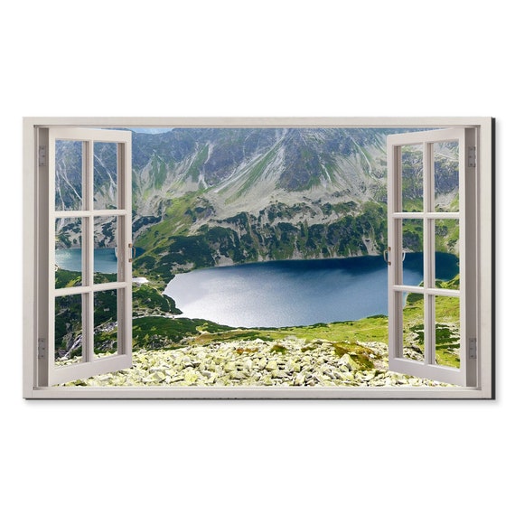 Polish Tatra Mountains Morskie Oko Lake Window View Window Frame Style Modern Design Home Decor Print Wall Art Picture Ready To Hang