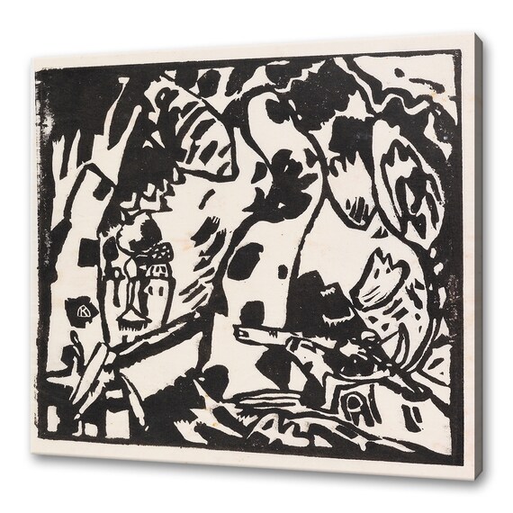 Wassily Kandinsky Bogenschuetze The Archer 1908 Black White Woodcut Print