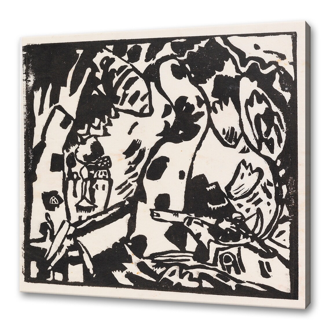 Wassily Kandinsky Bogenschuetze The Archer 1908 Black White Woodcut Print