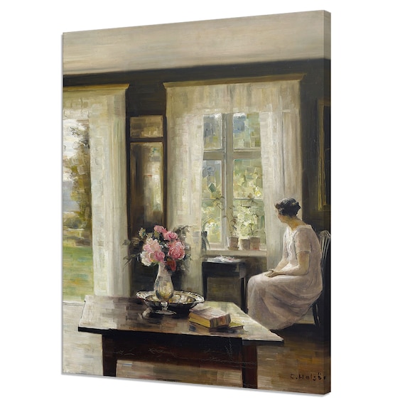 Carl Holsoe Light of Spring Woman by Window Roses Interior Print