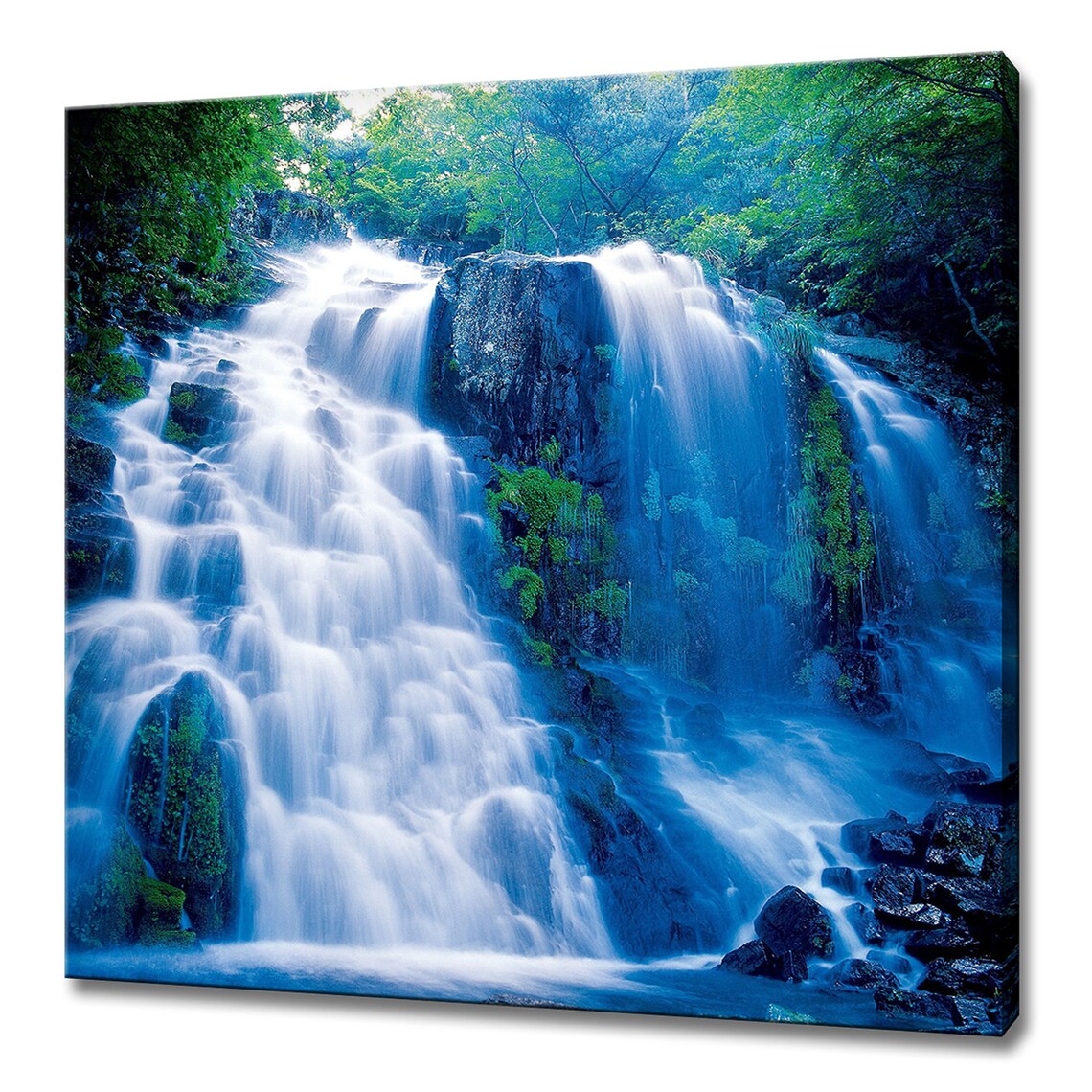 Waterfall In Tropical Forest, Modern Wall Art Print