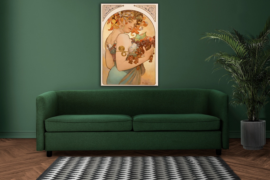 Alphonse Mucha Fruit 1897 Woman Grapes Art Nouveau Reproduction Poster - Image 2