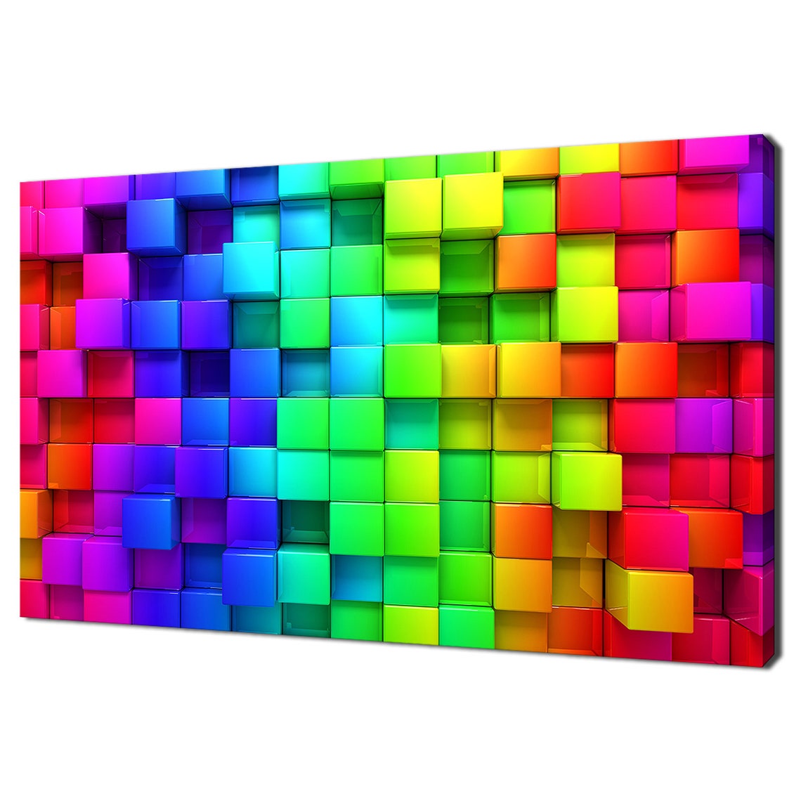 Colourful Rainbow Boxes Abstract Modern Design Home Decor Print Wall Art Picture