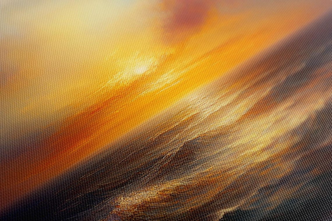 Golden Sunset Over Rolling Ocean Waves Impressionist Seascape Poster - Image 4