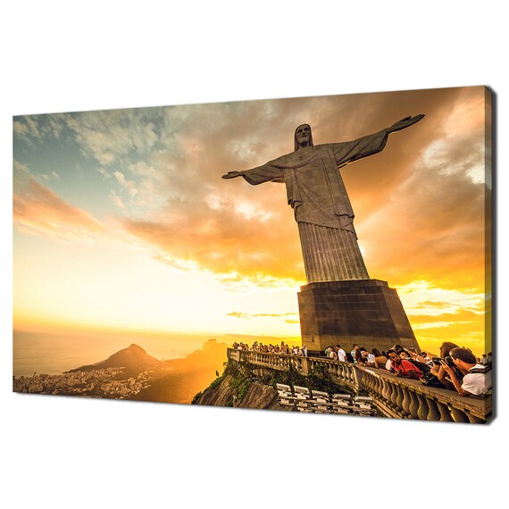 Christ The Redeemer Rio De Janeiro Brazil Sunset Skyline Travel Poster