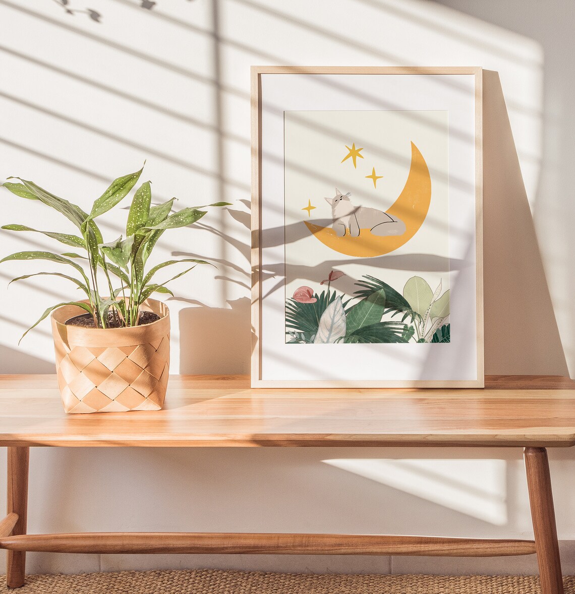 Cat and Crescent Moon Art Print, La Luna - Image 4