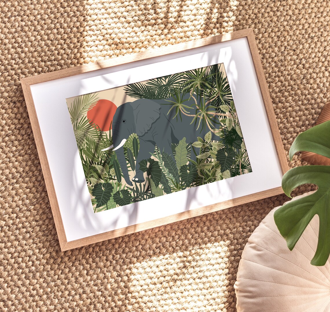 Boho Elephant Print, Tropical Jungle Art Print - Image 4