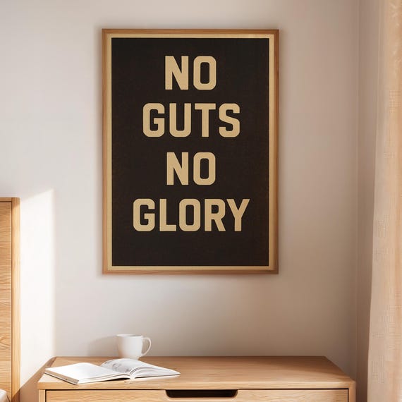 No Guts Glory Motivational Wall Art Vintage Bold Quote Poster For Office Gym Or Man Cave Decor