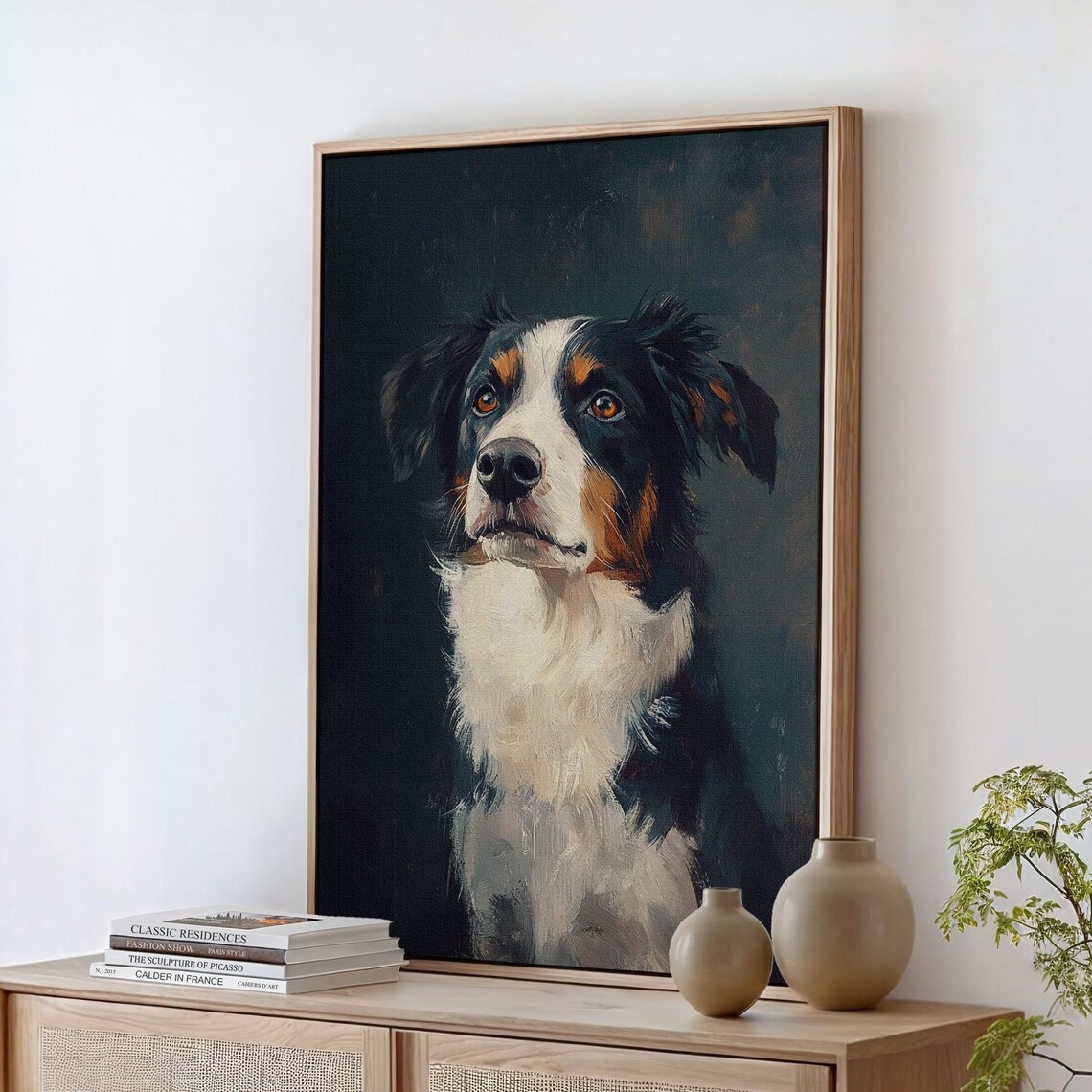 Bernese Mountain Dog Portrait Vintage Oil Painting Style Poster