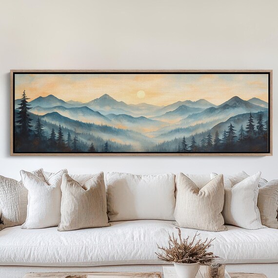 Grand Teton Wall Art Peaceful Mountain Sunrise Misty Valley Landscape Painting Tranquil Wilderness Decor For Nature Lovers
