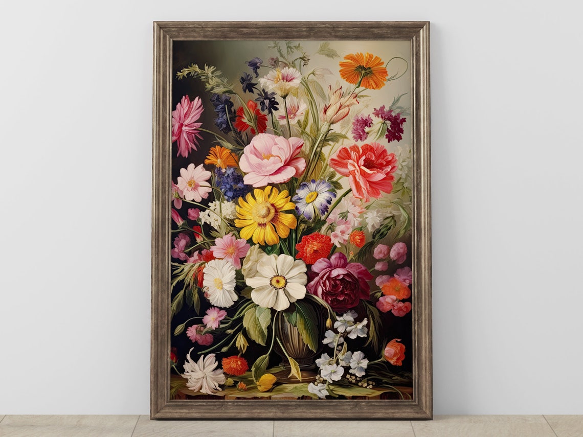 Classic Vintage Floral Bouquet Still Life Painting Style Poster