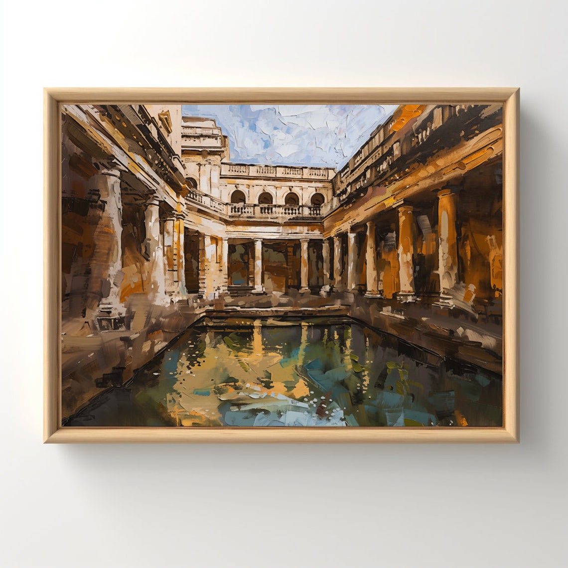 Roman Baths England Georgian Columns Impressionist Painting Poster