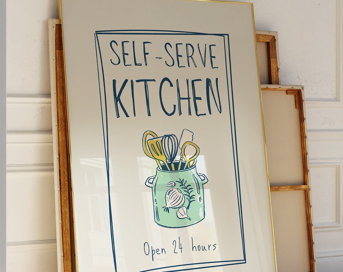 Self Serve Kitchen Print Aesthetic Kitchen Decor Cute Cooking Art Funny Kitchen Wall Art Print Chef Poster 1 Print - Image 4