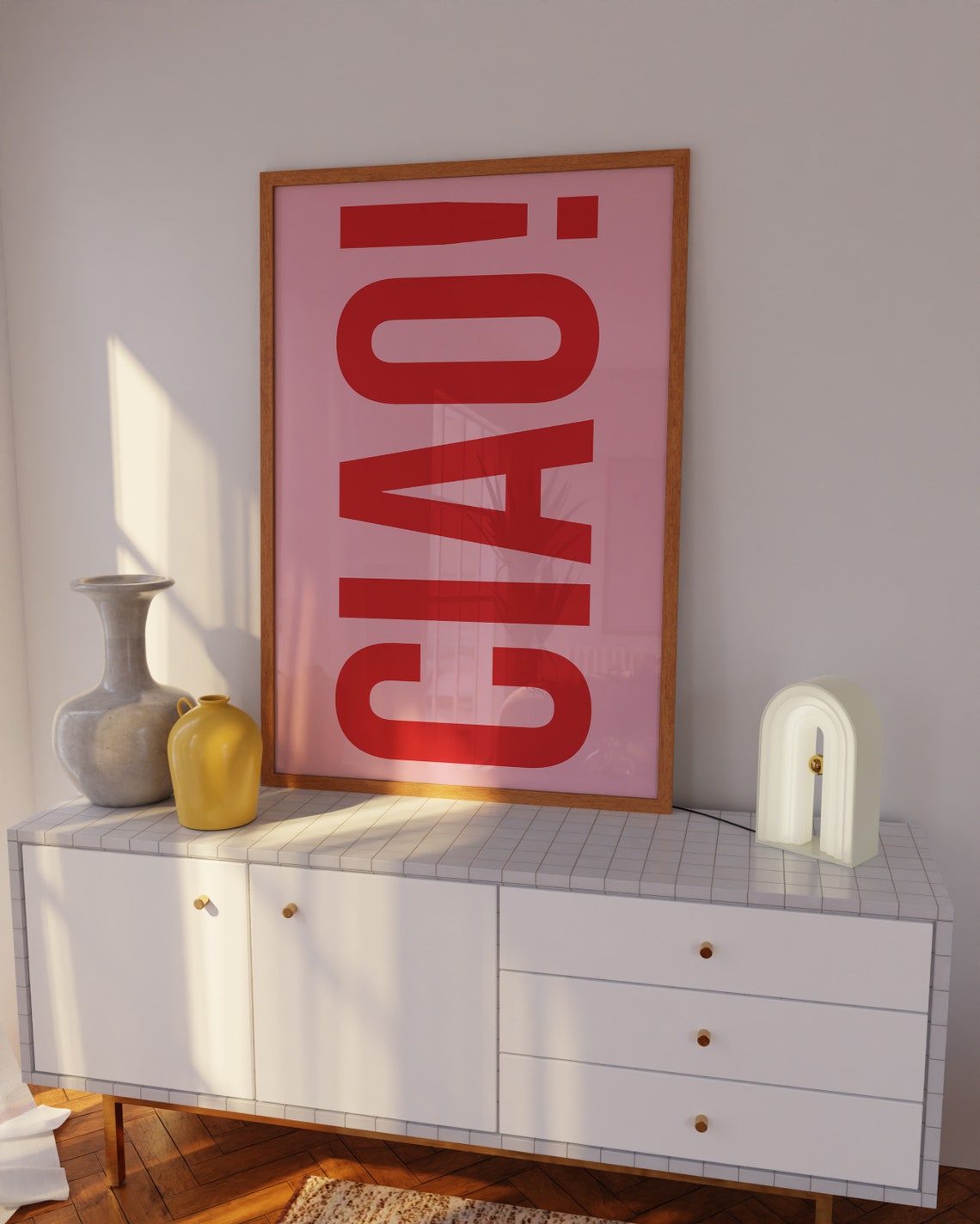 Ciao Bold Red Italian Greeting Pink Minimalist Typography Poster - Image 5