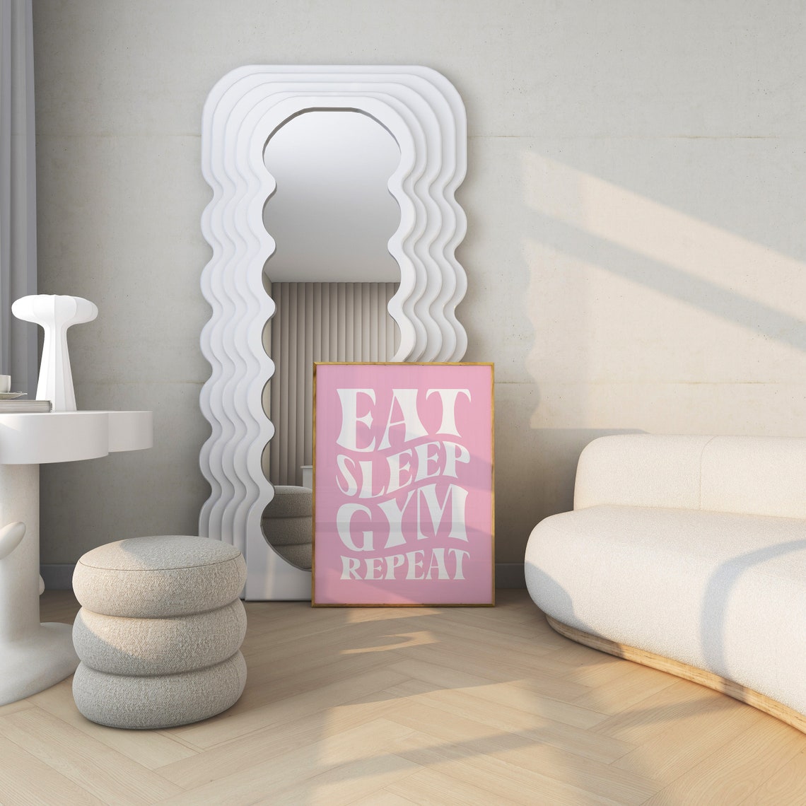 Eat Sleep Gym Repeat Poster Girls Gym Print Pink Gym Girl Wall Art Pink Gym Girl Room Decor Pink Trendy Gym Girl Poster Pink Gym Girl Gift - Image 3