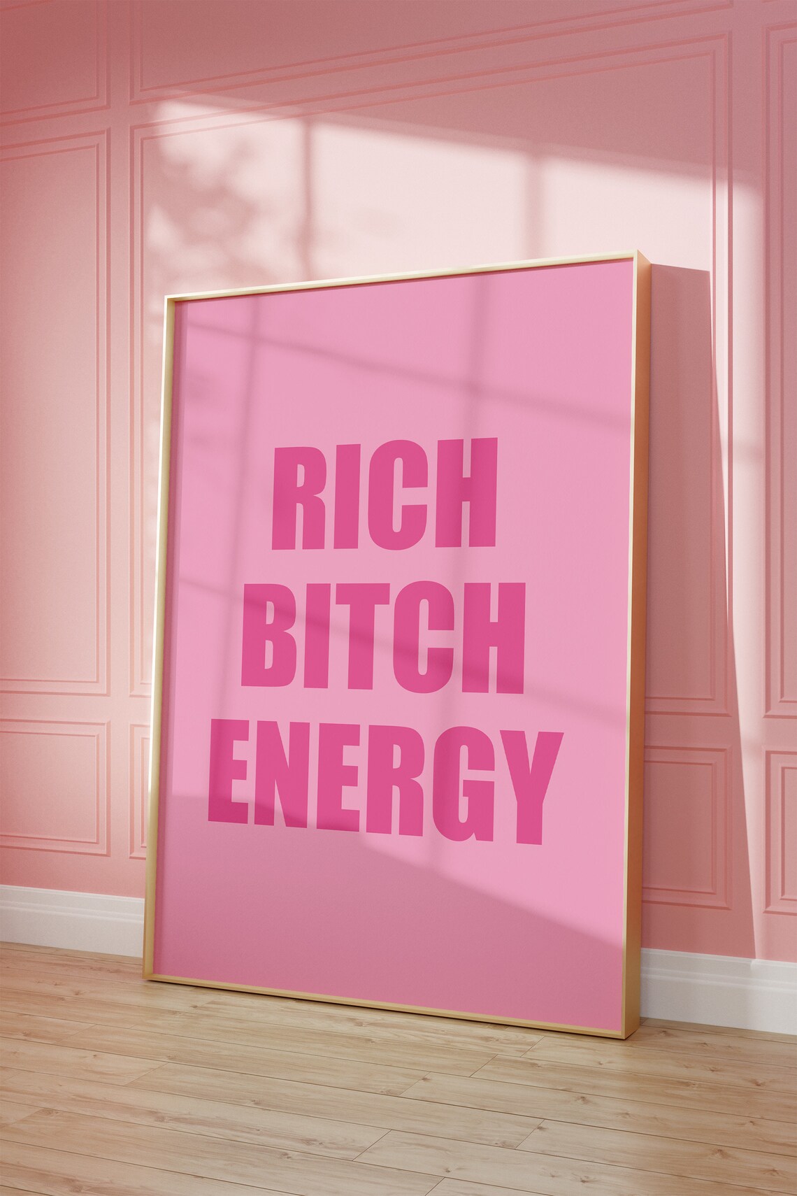 Rich Bitch Energy Pink Bold Typography Sassy Money Mindset Quote Poster