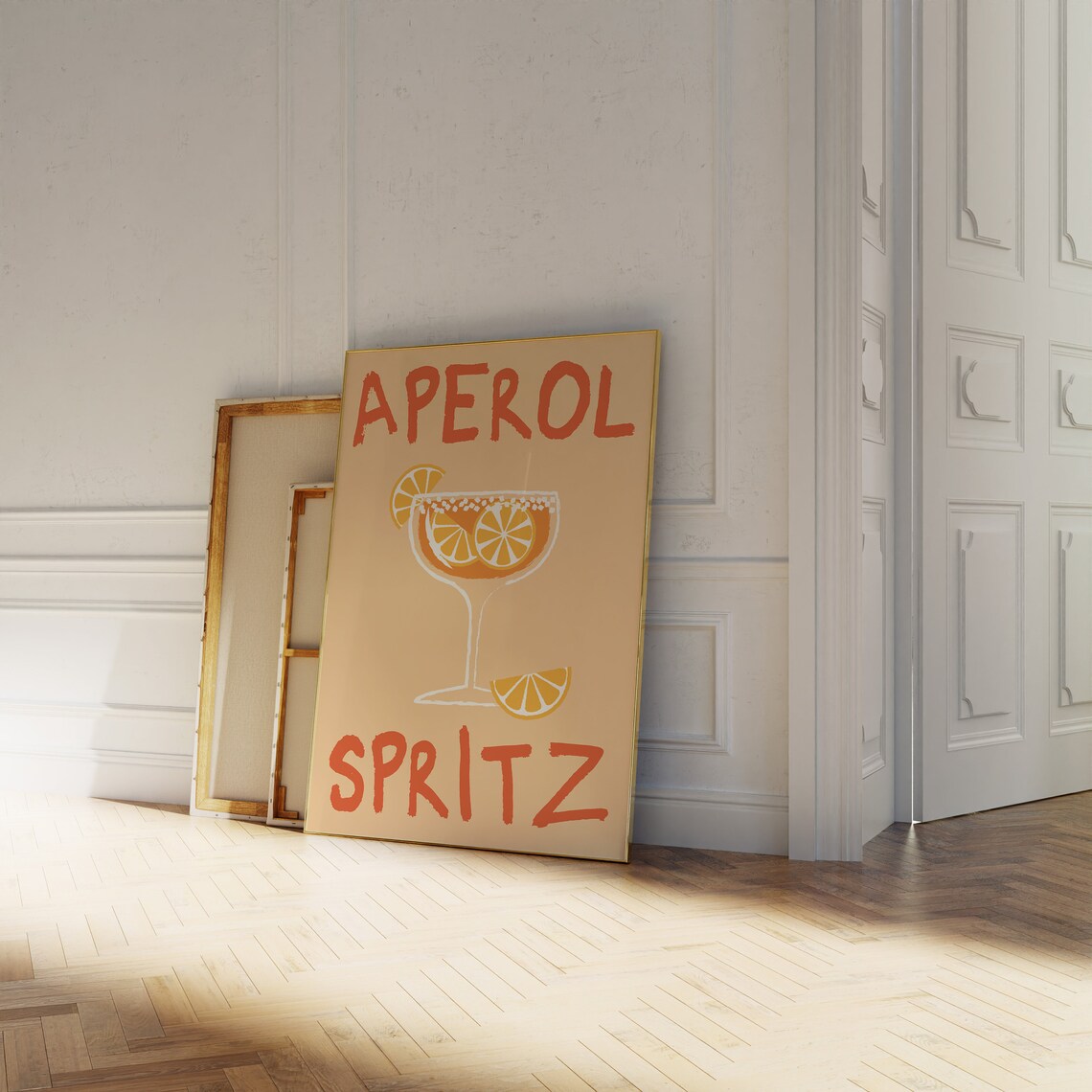 Aperol Spritz Orange Cocktail Glass Illustration Trendy Kitchen Bar Poster - Image 3