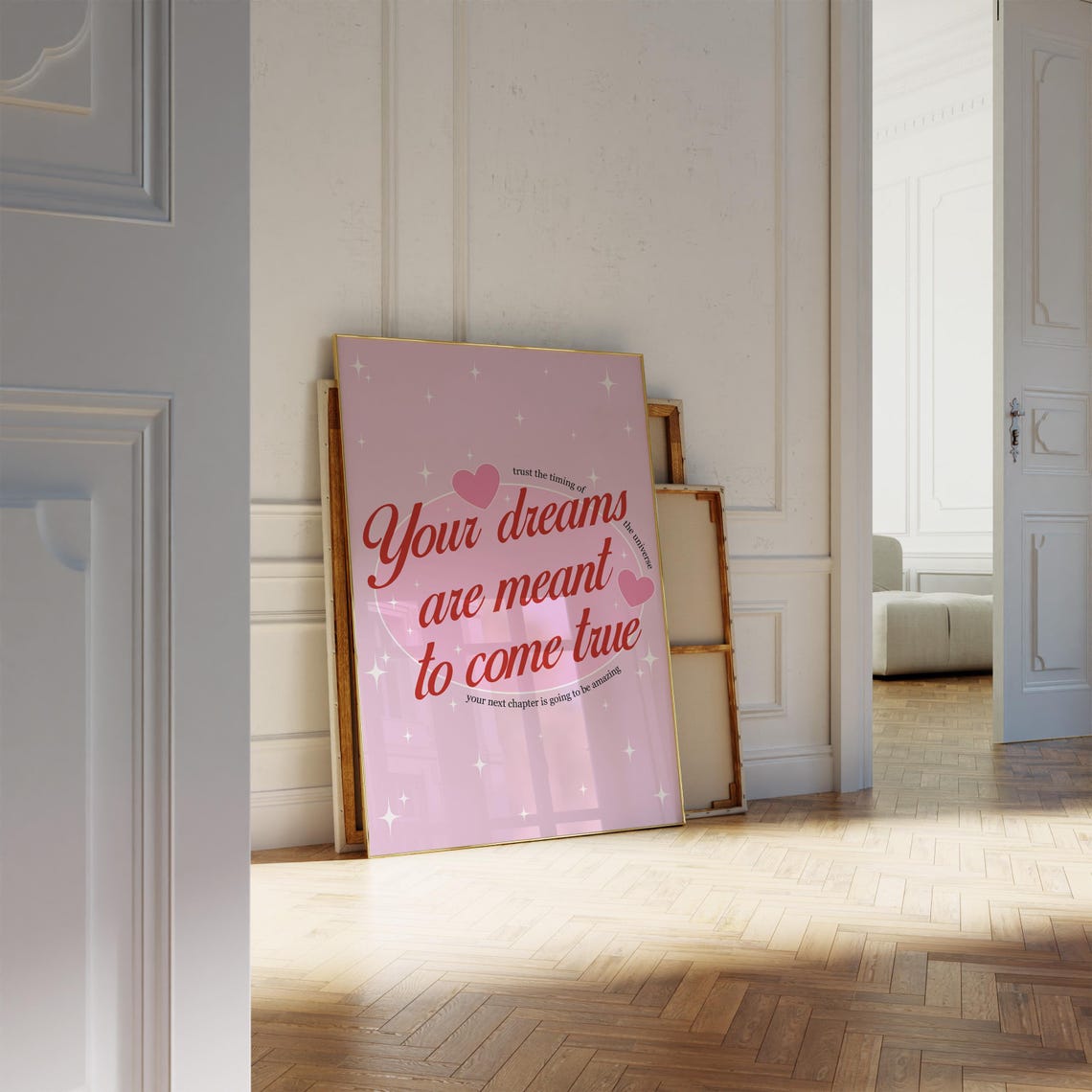 Your Dreams Are Meant To Come True Pink Hearts Manifestation Poster - Image 4