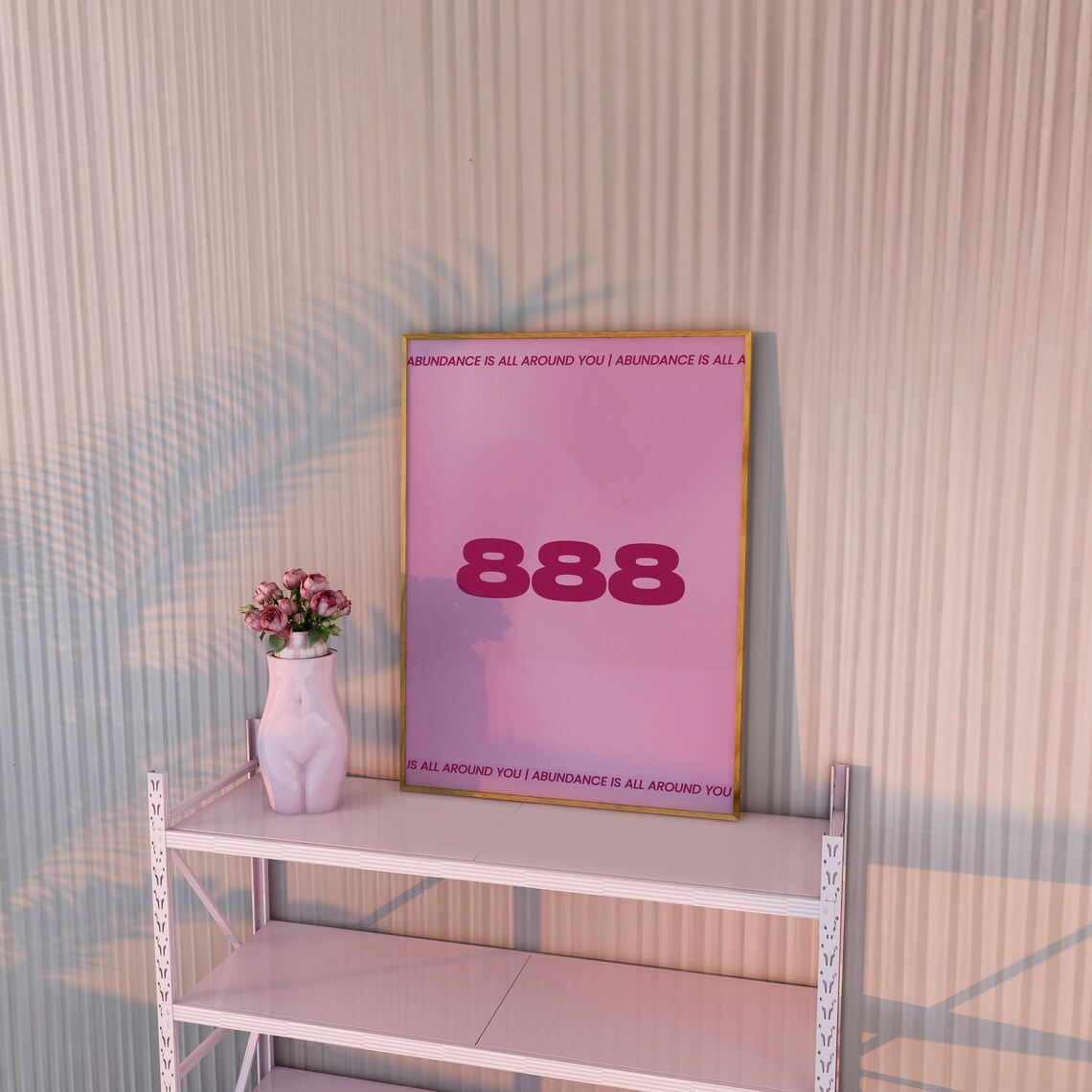 888 Angel Number Dark Pink Purple Aura Abundance Wall Art Poster - Image 3