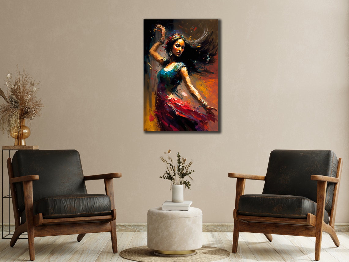 Dancing Woman Colorful Swirling Dress Dynamic Motion Art Poster - Image 3