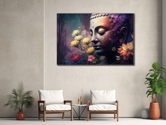 Buddhaflower Print Asian Painting Wall Decor House Gift Idea Bedroom Wall Decor Yoga Wall Art Spiritual Poster Home Decoration