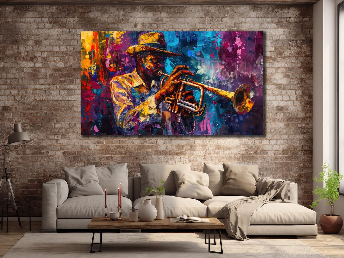 Jazz Trumpet Player Colorful Abstract Music Musician Portrait Poster - Image 3