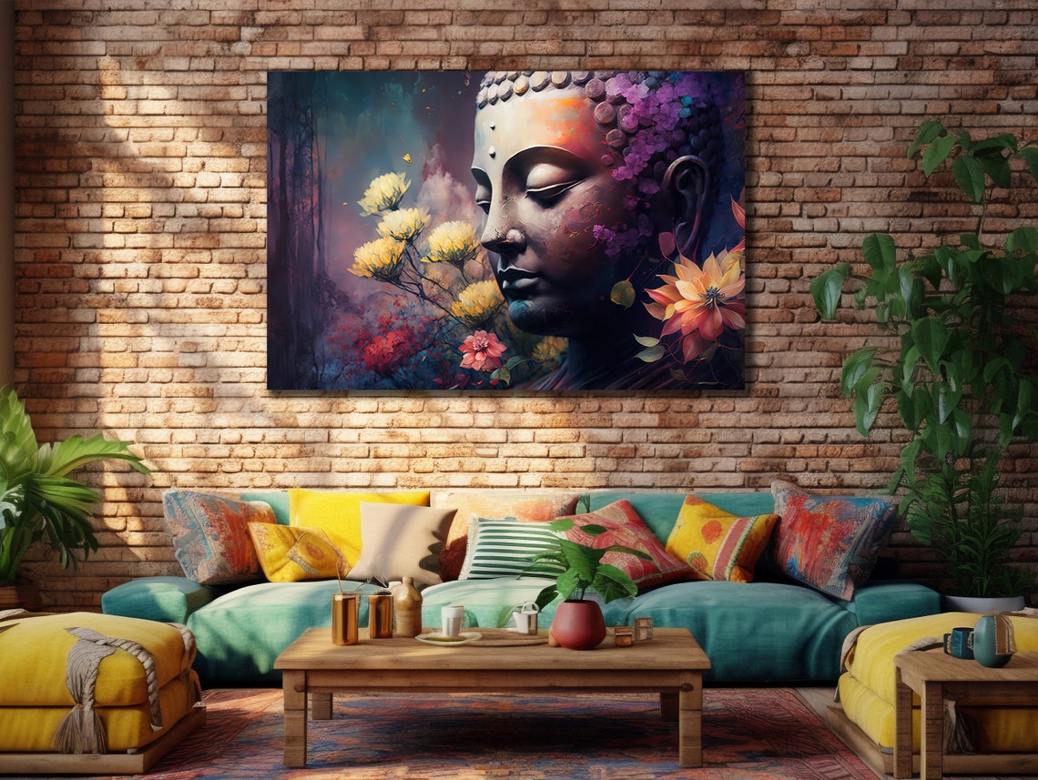 Buddha Flower Serene Floral Portrait Spiritual Calm Decor Poster - Image 2