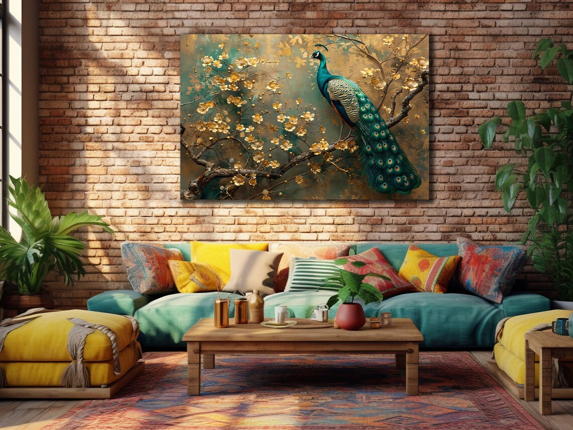 Elegant Peacock Bird Art Print, Wildlife Decor