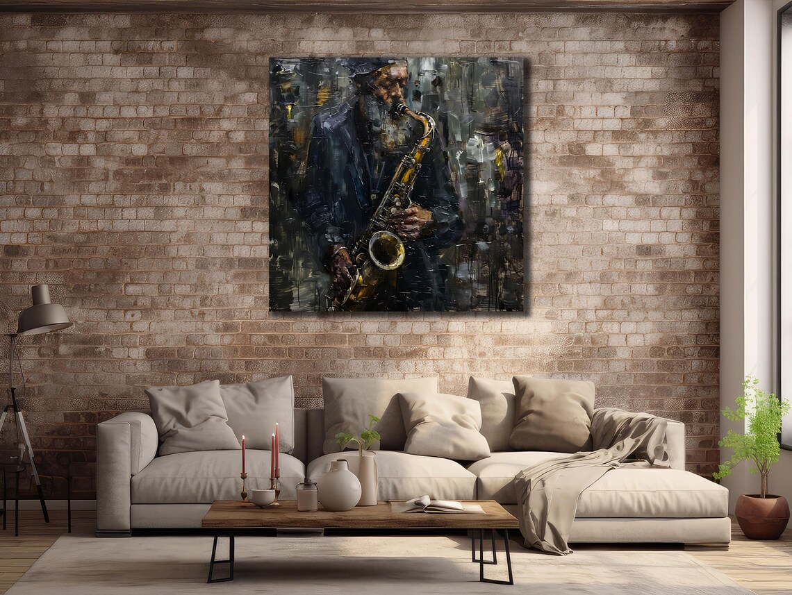 Saxophone Player Moody Blue Jazz Musician Soulful Night Club Poster - Image 2